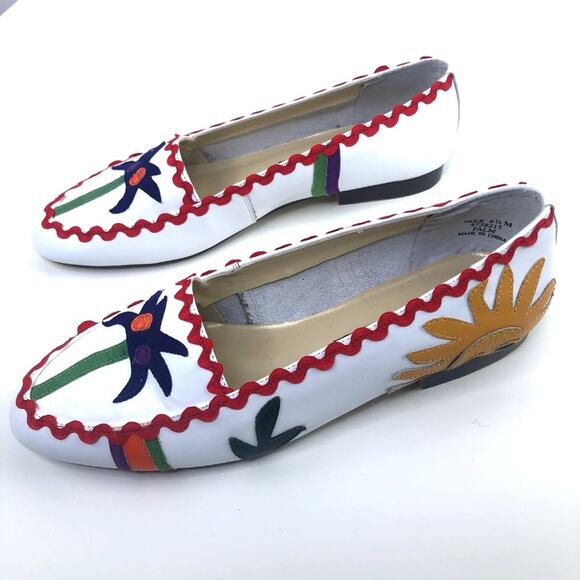 Vintage 80s Carysma Club Fun White Summer Flats - Picture 3 of 8